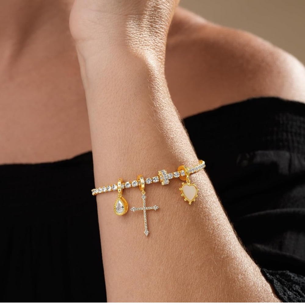 Milla Gold and Silver Bracelet with Heart and Cross Charms
